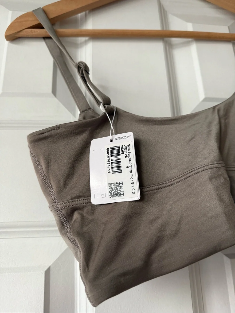 Lululemon Satin Spaghetti Strap Yoga Bra Warm Ash Grey